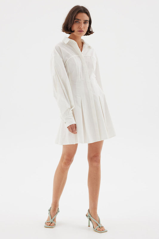 SOVERE OVERRIDE SHIRT DRESS - WHITE