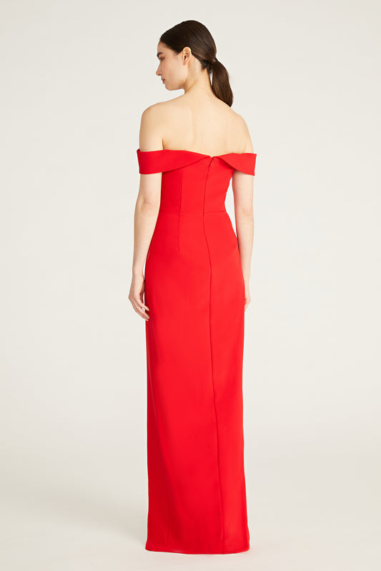 Monique Lhuillier Viviana Crepe Long Dress