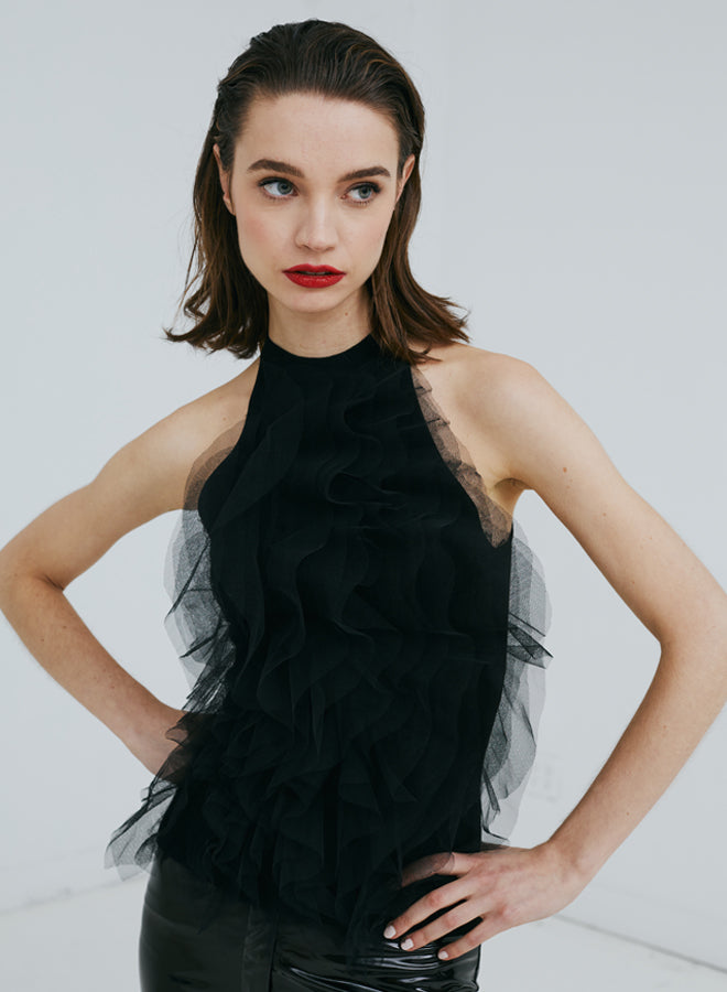 Autumn Cashmere Halter w/ Cascading Tulle