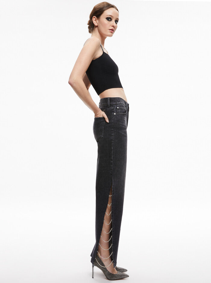 Alice & Olivia Gayle Embellished Side Jean