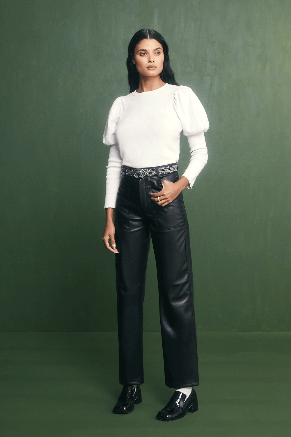 REVERSE FRENCH TERRY PUFF SLEEVE SWEATSHIRT