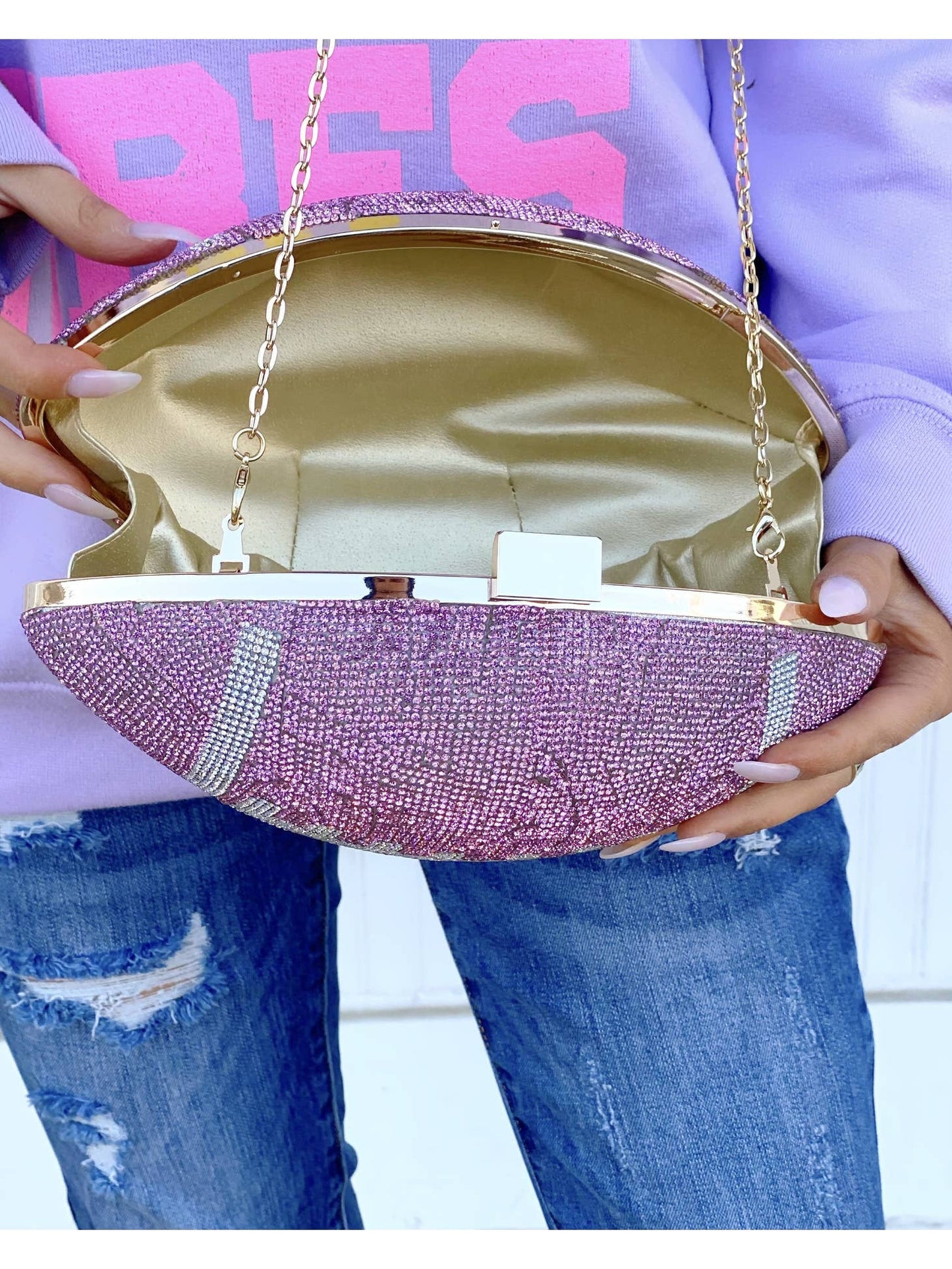 Crystal Pink Football Purse