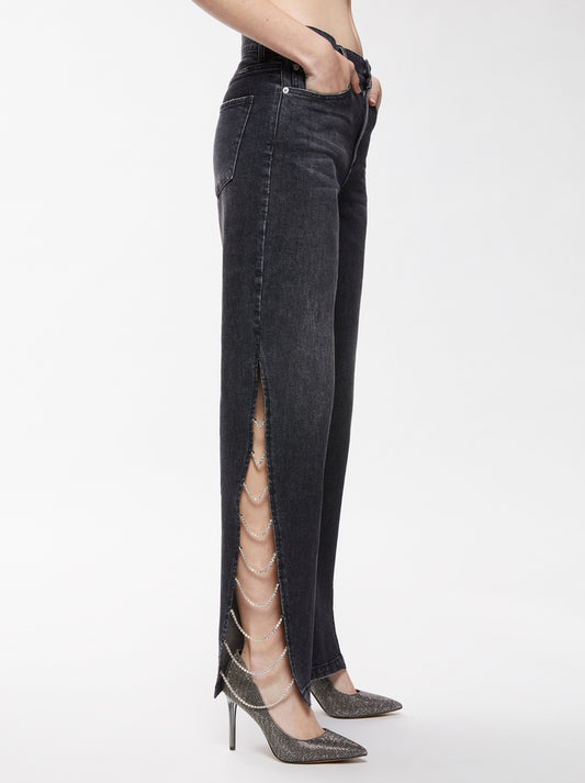 Alice & Olivia Gayle Embellished Side Jean