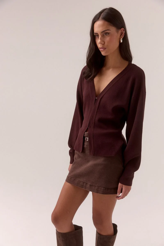 SovereStudio SENTIMENT KNIT CARDI - PLUM