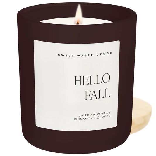 Hello Fall 15 oz Candle, Matte Jar - Fall Decor
