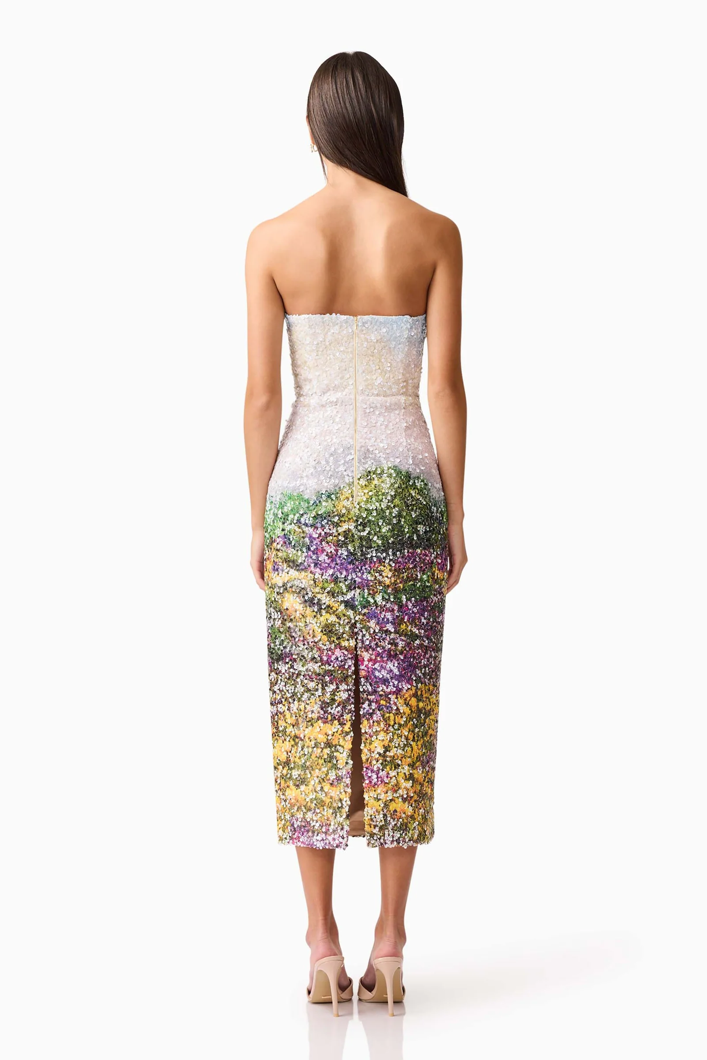 Elliatt Arden Strapless Midi Dress in Multi Ombre