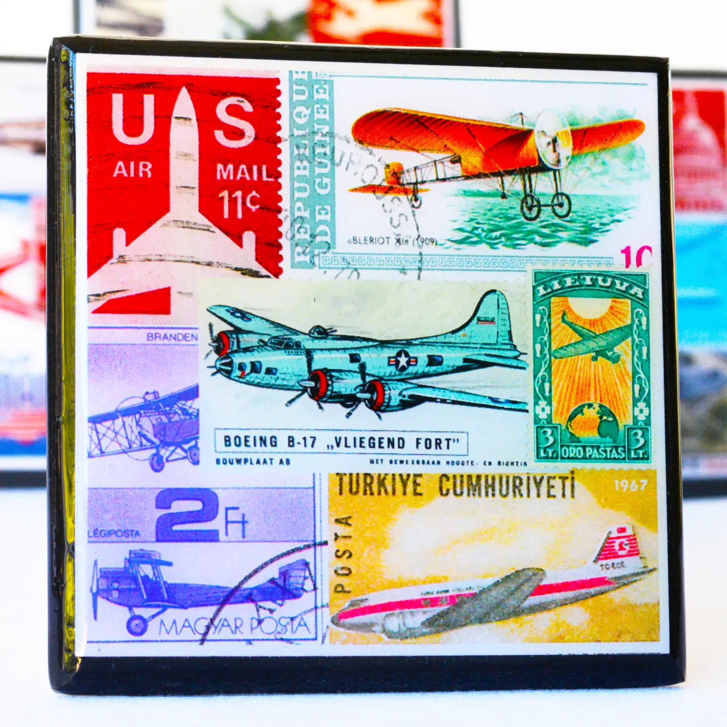 Vintage Airplane Collage Coaster Set