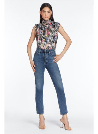AMANDA UPRICHARD MIDDLETON TOP IN PRINTED SEQUIN