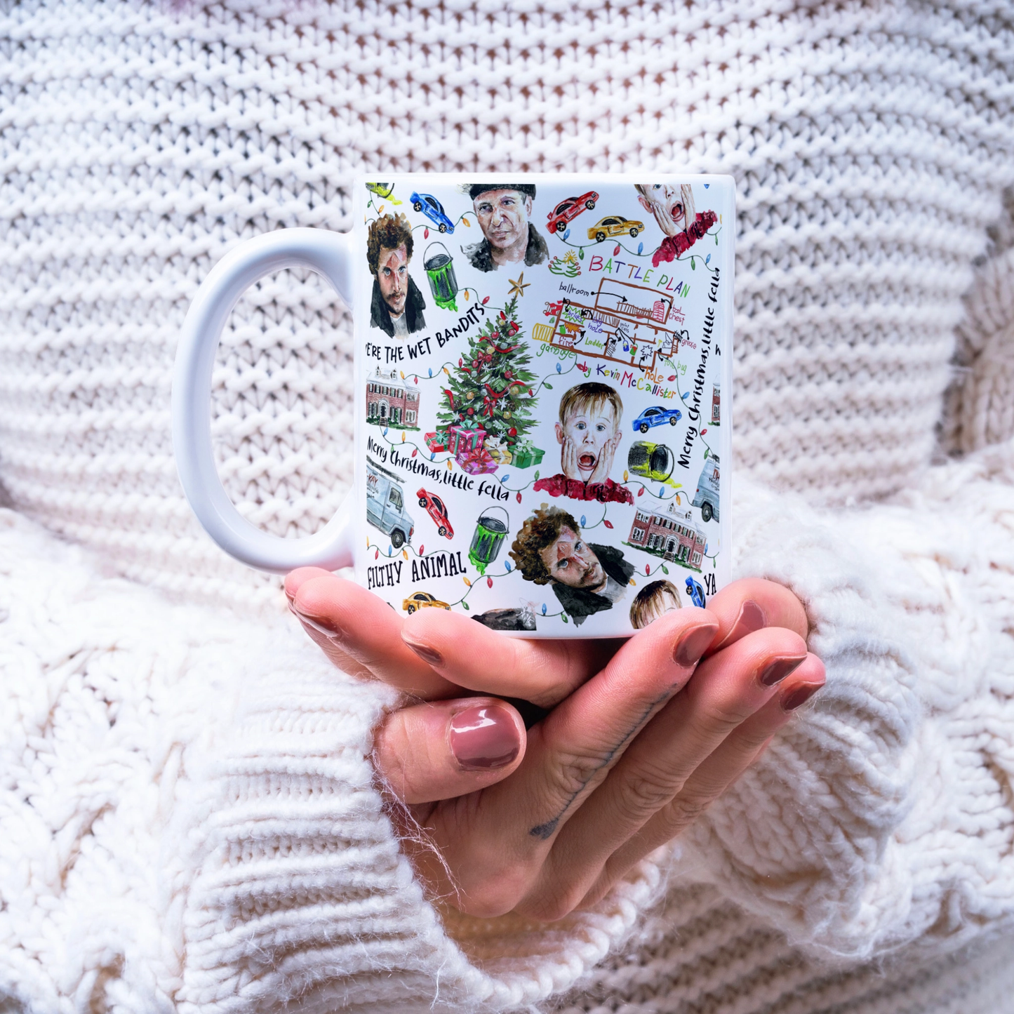 Home Alone Christmas Movie Watercolor Mug