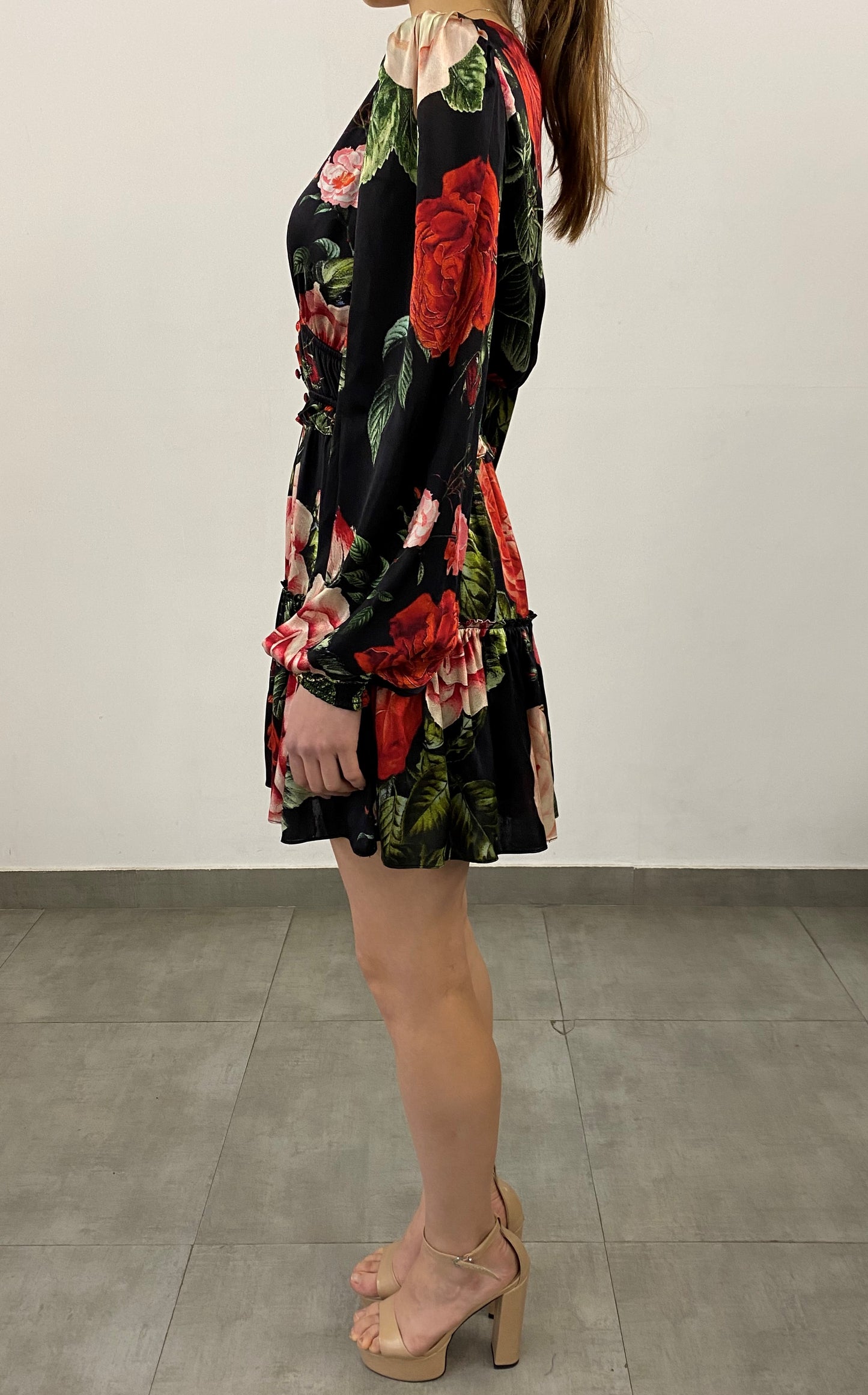 Hemant & Nandita Naaz Black Satin Short Dress