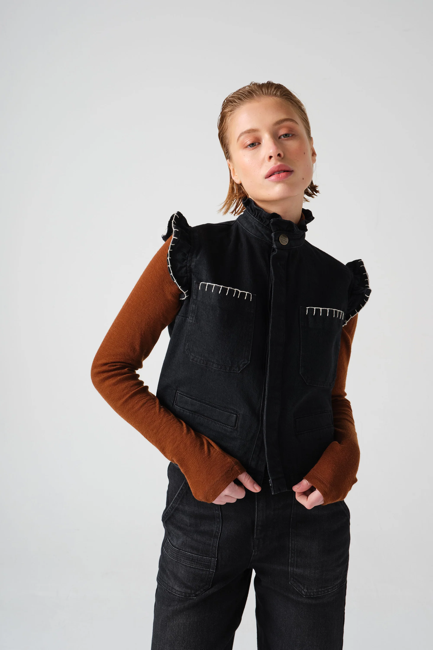 Seventy + Mochi Pablo Vest in Vintage Black