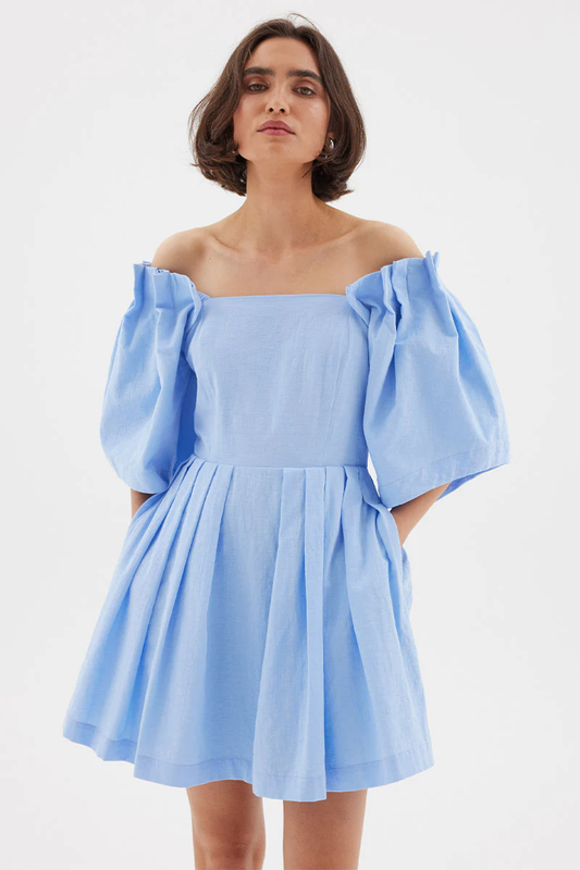 Sovere Origami Mini Dress - Serene Blue