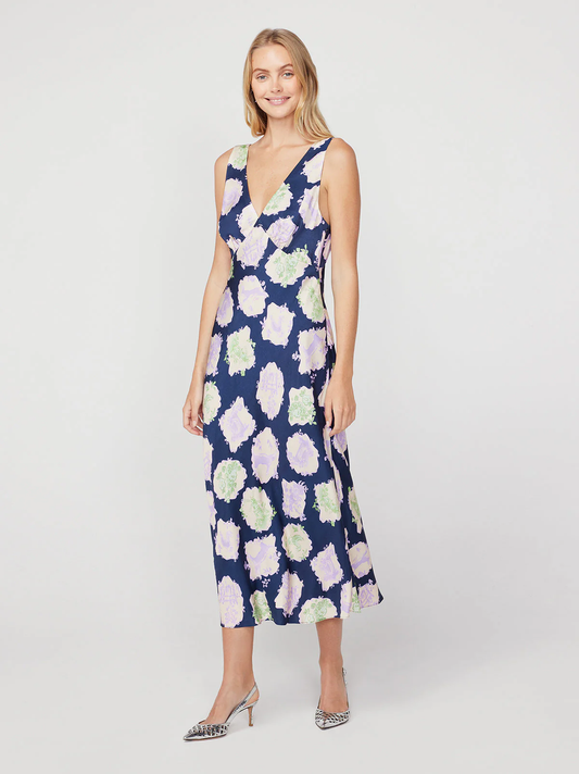 Kitri Claire Navy Pasture Print Slip Dress