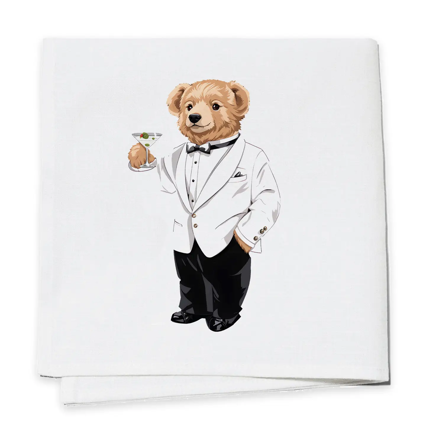 Cocktail Napkins S/4 - White Tux Bear
