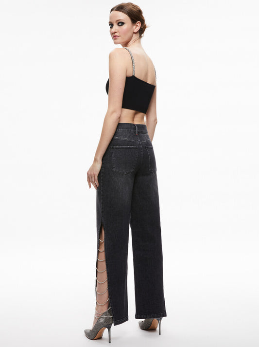 Alice & Olivia Gayle Embellished Side Jean