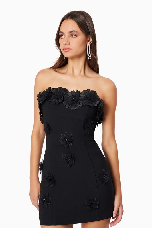 Elliatt Charlotte Strapless Mini Dress in Black