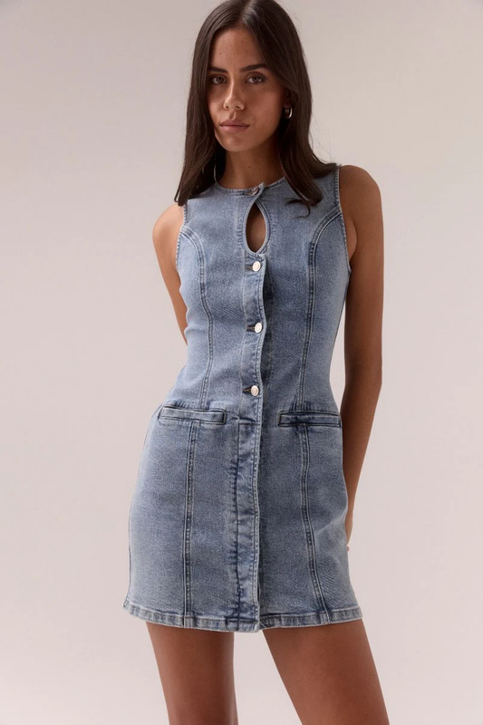 Etch Denim Mini Dress in Heritage Blue