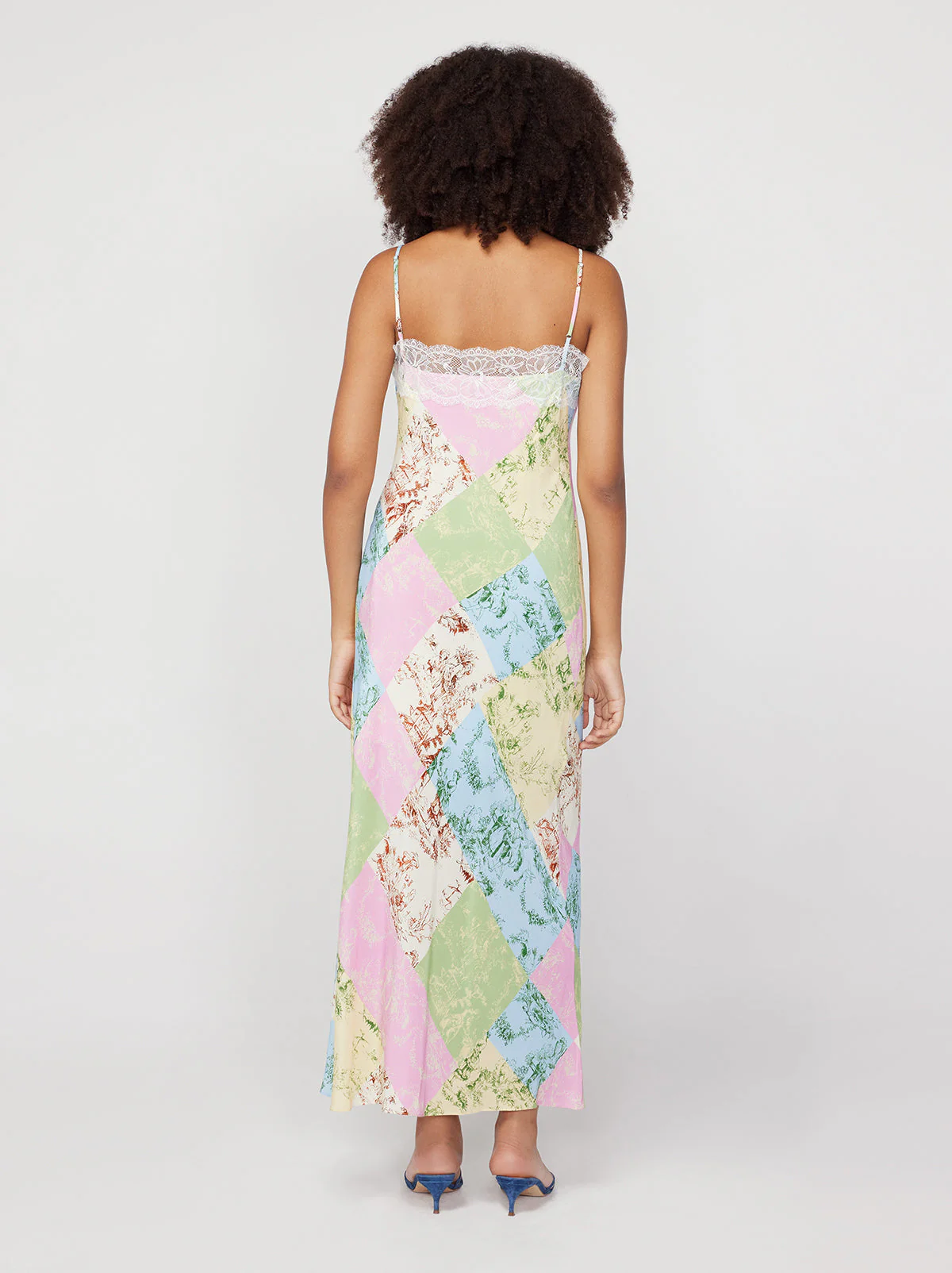 Kitri Daphne Patched Toile De Jouy Maxi Slip Dress