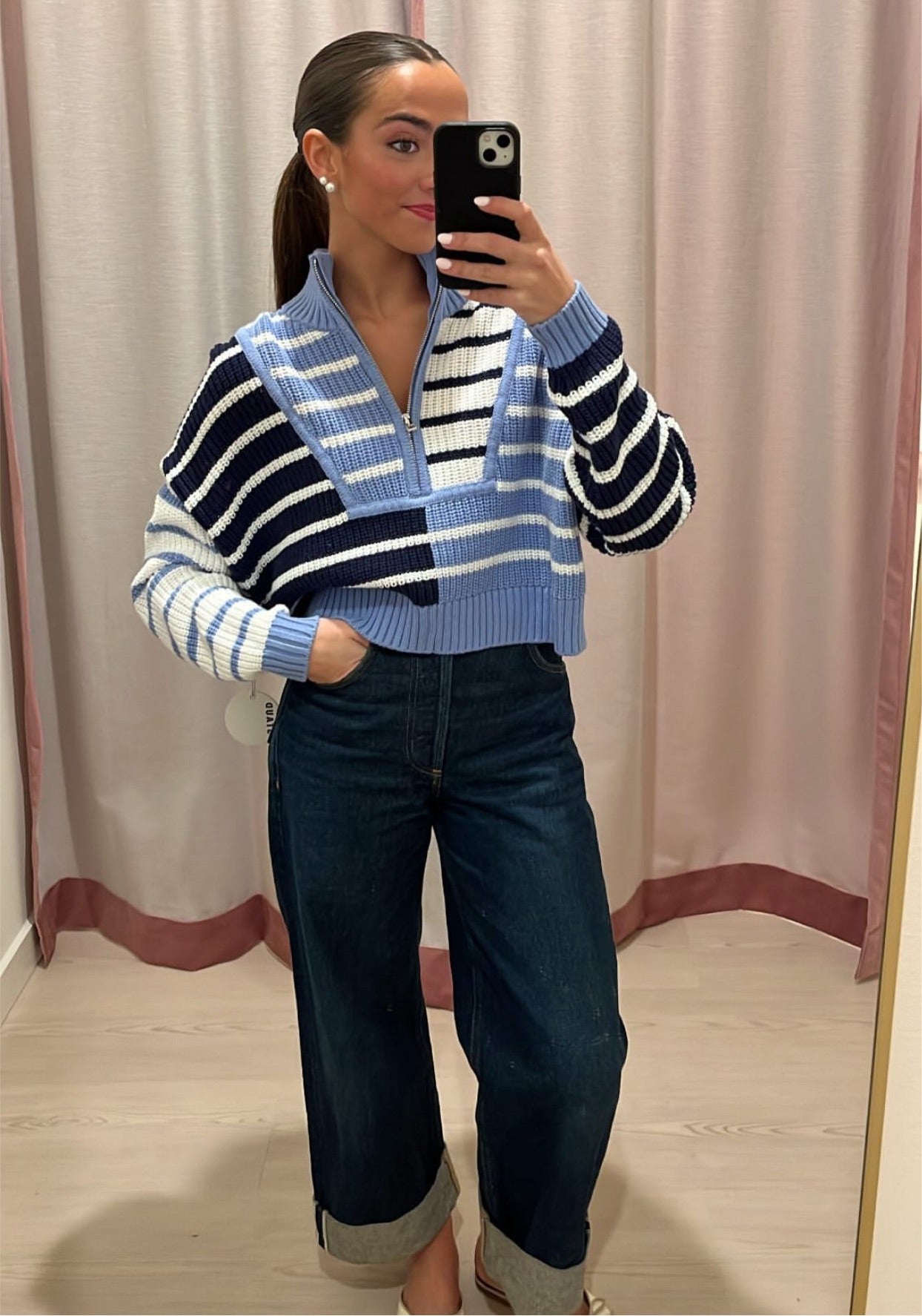 STAUD HAMPTON SWEATER - ADRIATIC STRIPE