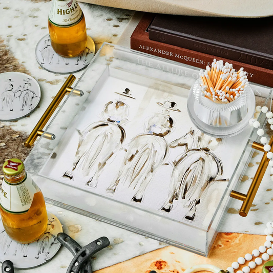 Three Amigos Acrylic Tray with Gold Handles
