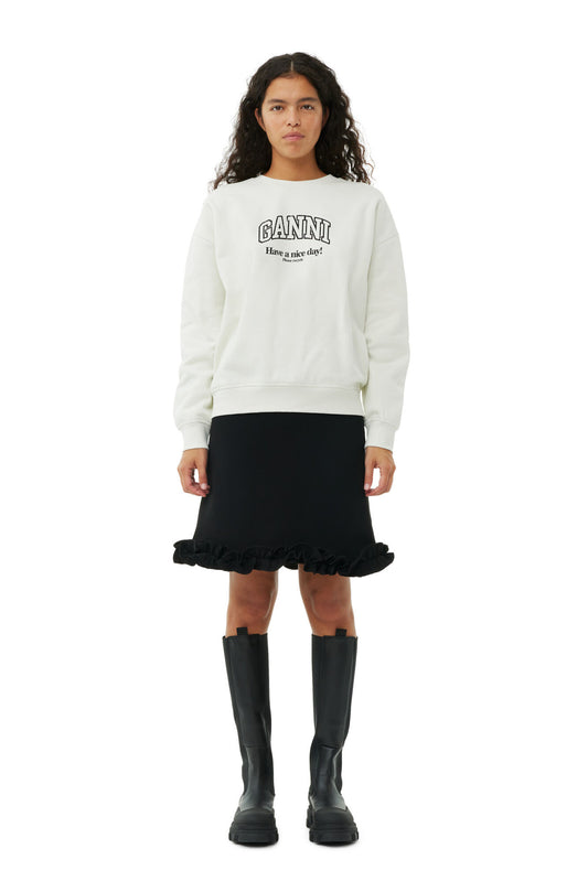 Ganni White Grey Isoli Oversized Sweatshirt