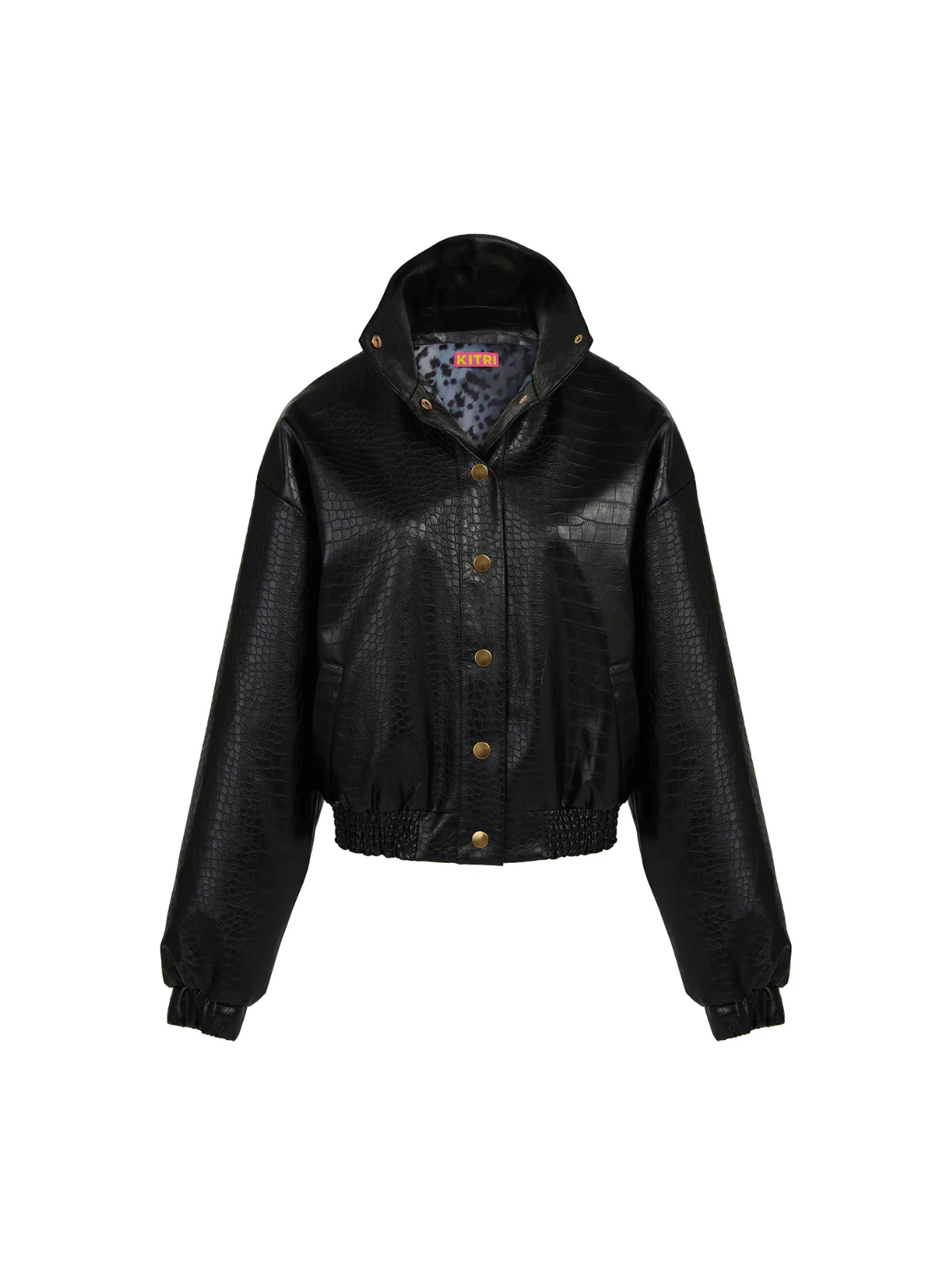 KITRI Estelle Faux Croc Bomber Jacket