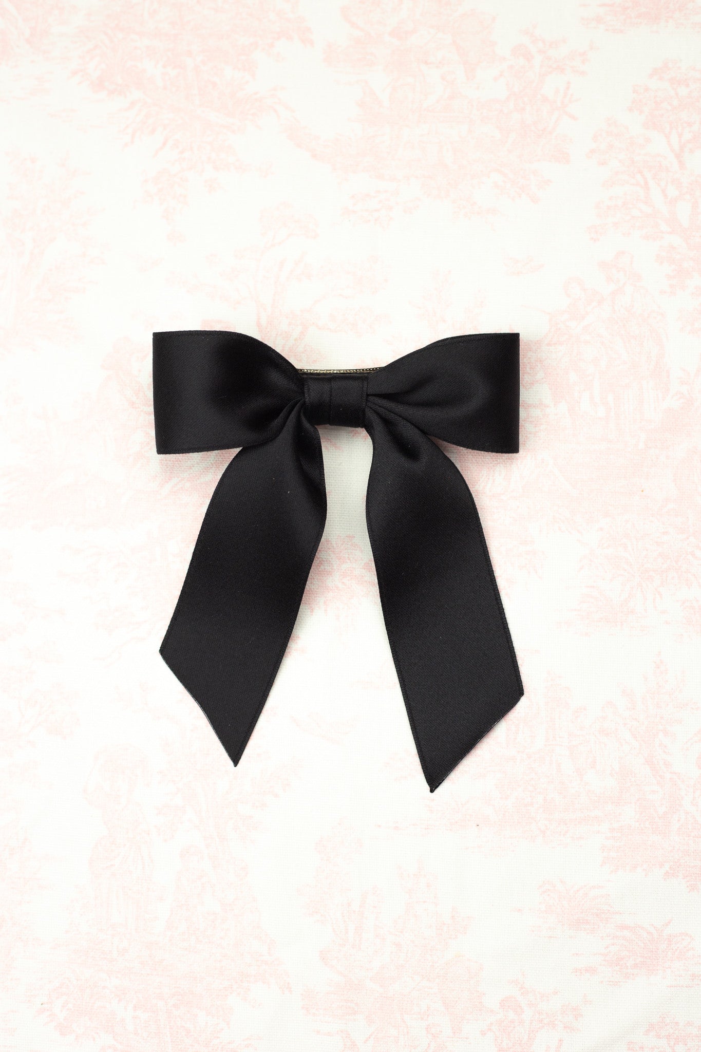 Delora Satin Bow Barrette - BLACK