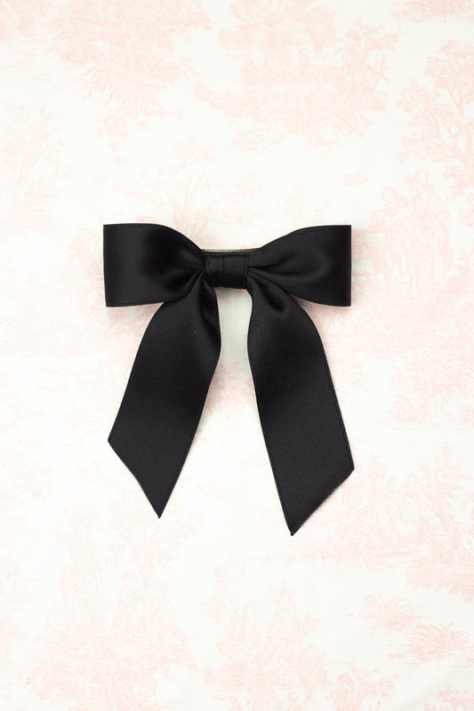 Delora Satin Bow Barrette - BLACK