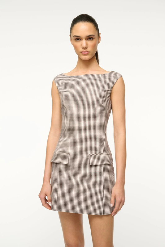 STAUD Walker Dress Micro Check