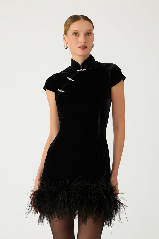 SAU LEE Morgan Velvet Mini Dress