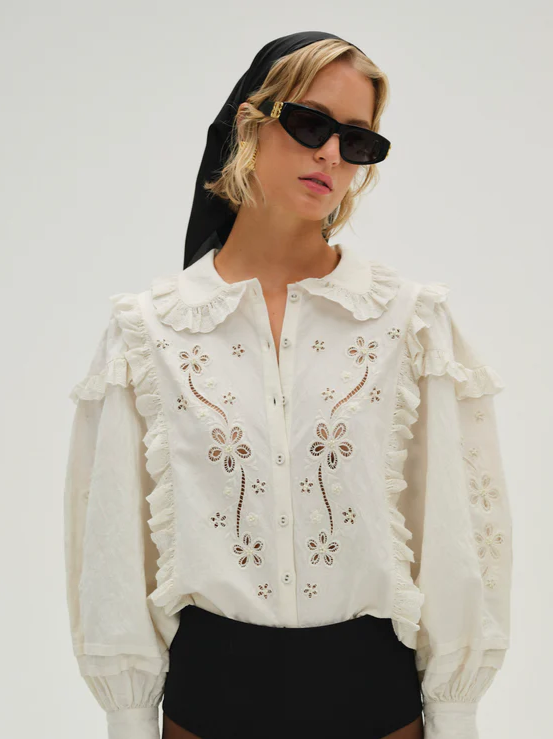 For Love & Lemons Adelie Embroidered Top
