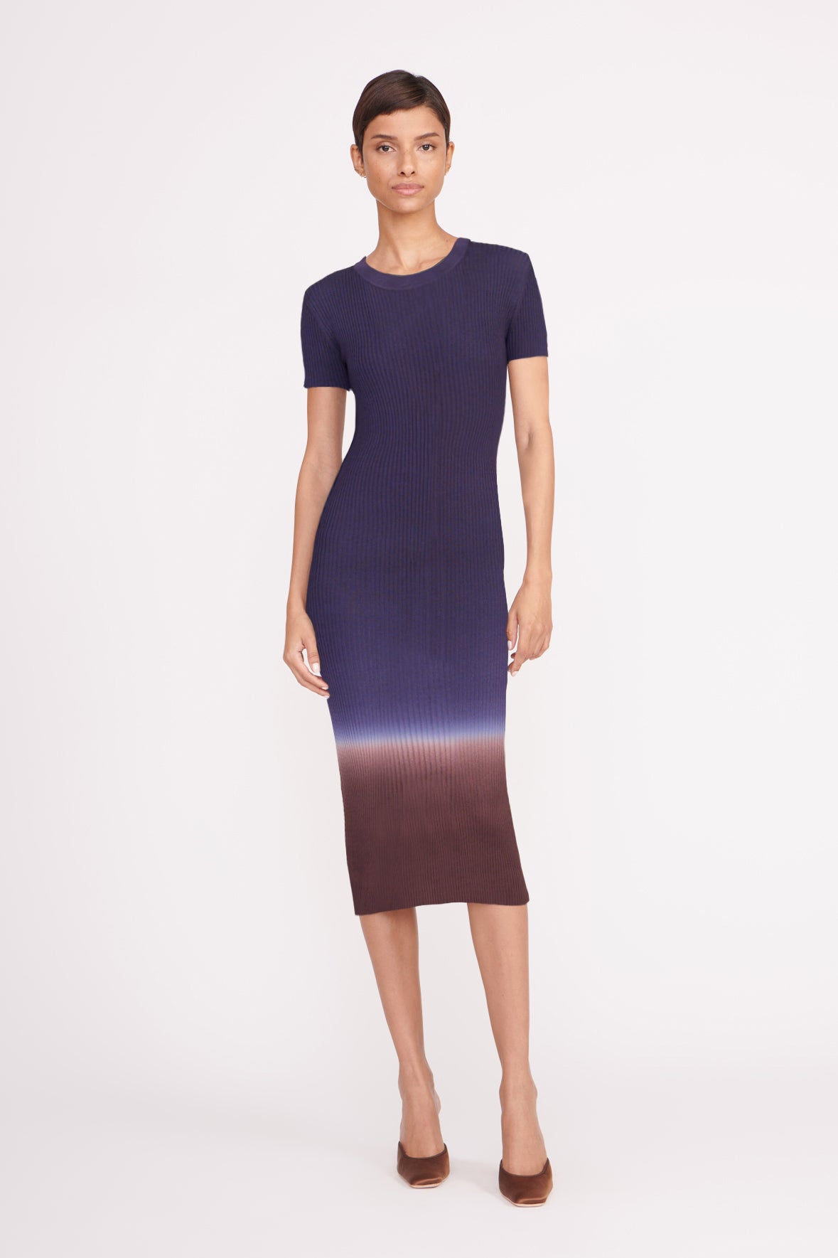 STAUD, Colleen Dress in Twilight Dip Dye, Size Medium