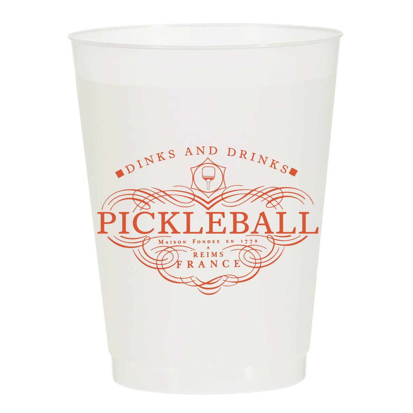 Dinks and Drinks Champagne Pickleball Frosted Cups- PACK OF 10