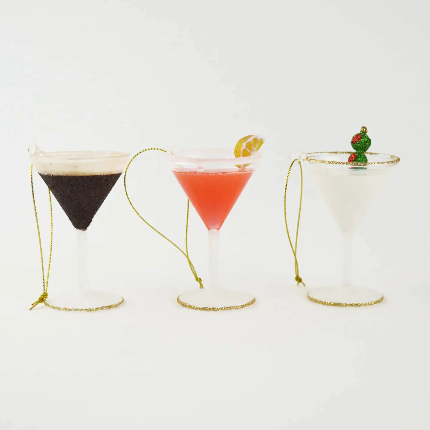 Martini 3pc Glass Ornament Set