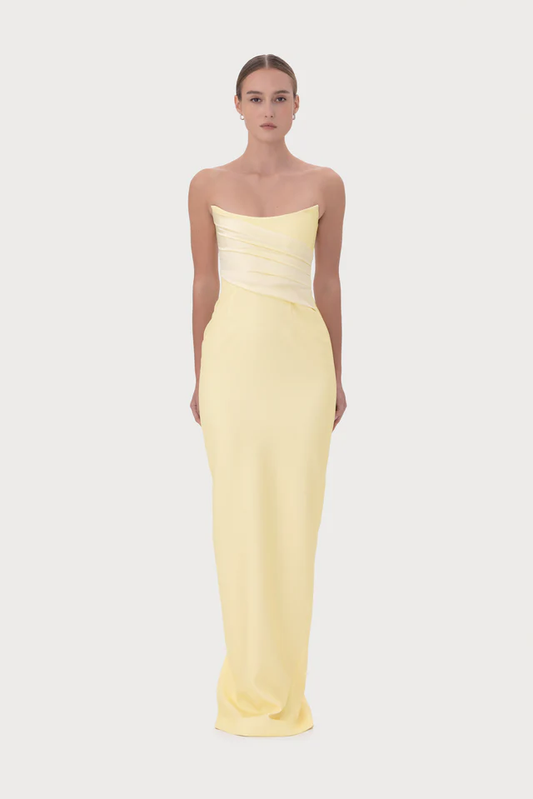 SAU LEE Louisa Gown - Pale Yellow