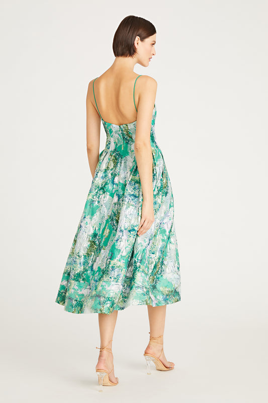 Monique Lhuillier Sage Jacquard Midi Dress