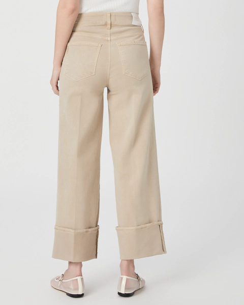 Paige Sasha Ankle Cuffed Wide Leg Jean Vintage Soft Sand