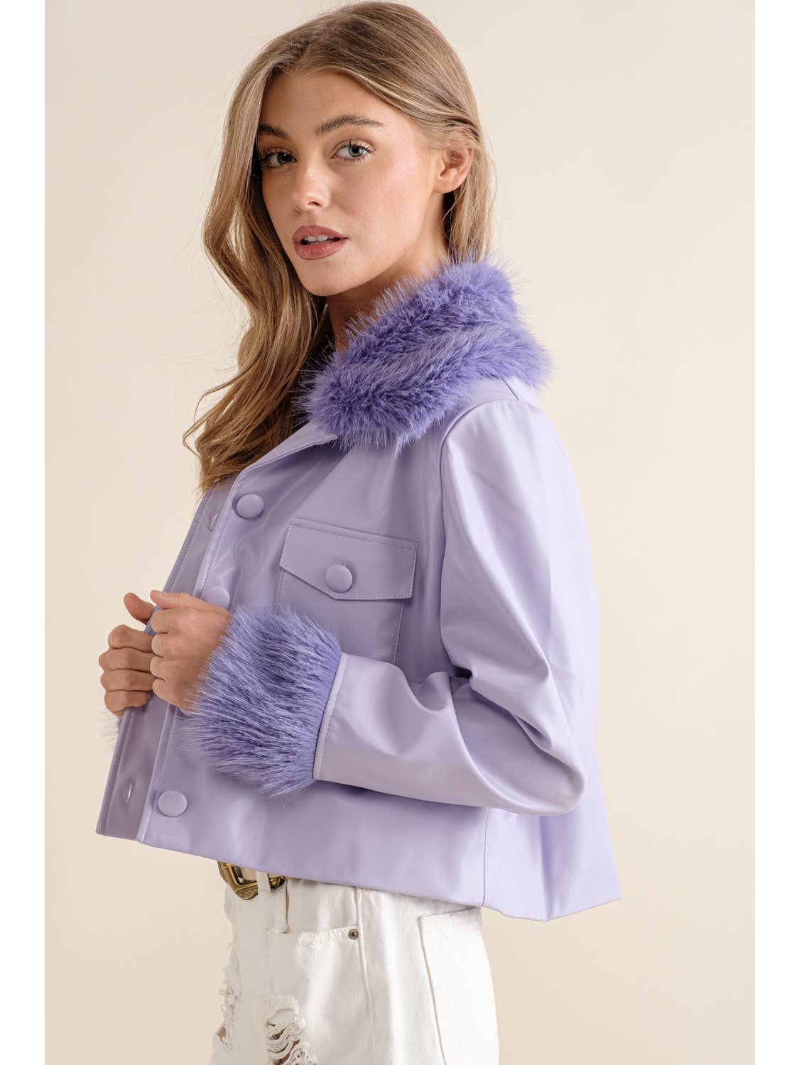 Removable Fur Collared Crop Jacket