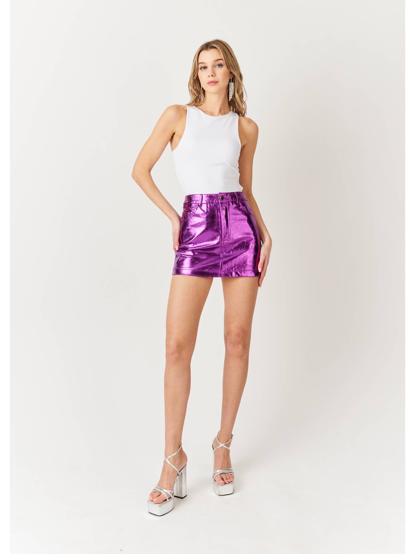 Milena Faux Leather Metallic Mini Skirt