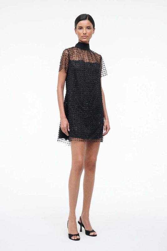 Staud Ilana Mini Dress in Stardust Onyx