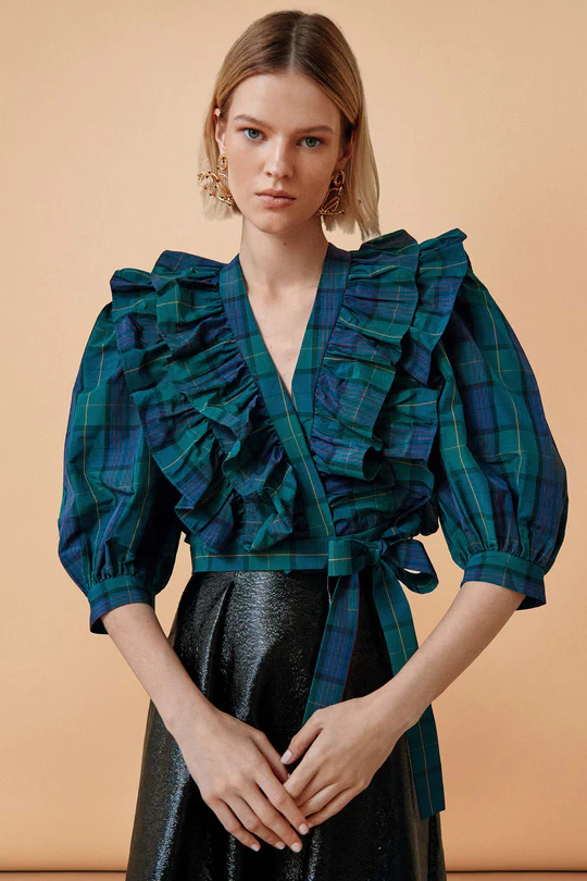 HUNTER BELL JOHANNA TOP - PLAID