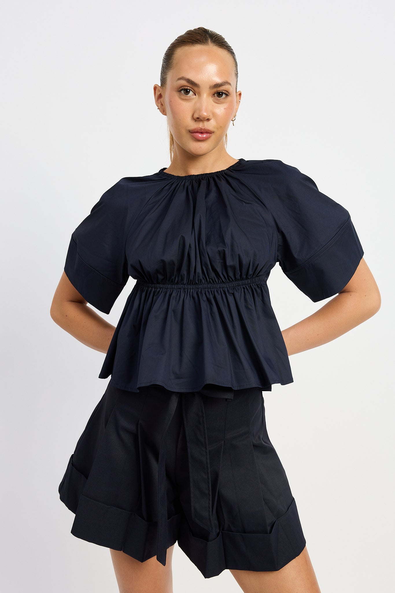 En Saison Melody Babydoll Blouse - Navy