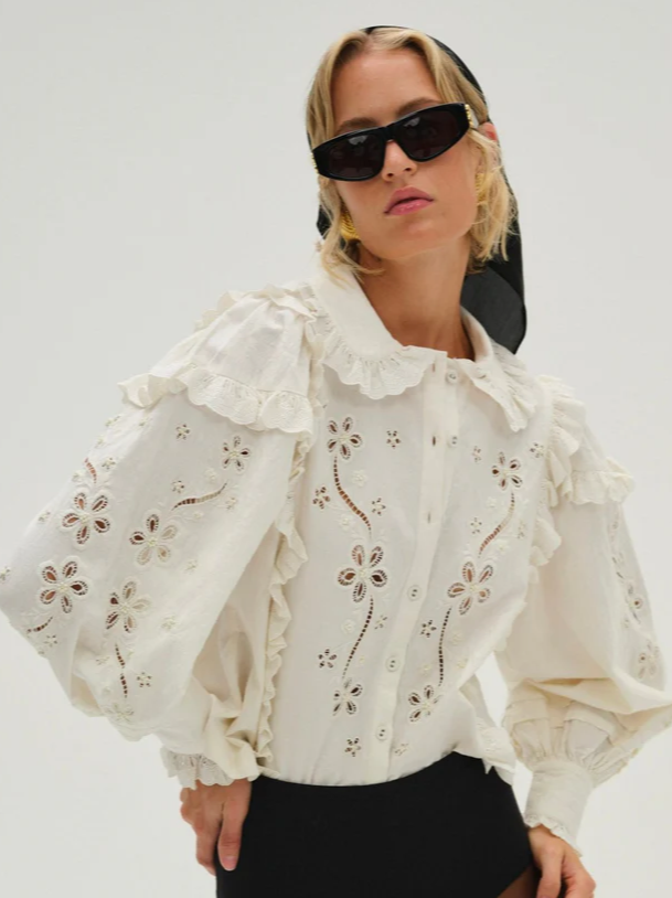 For Love & Lemons Adelie Embroidered Top