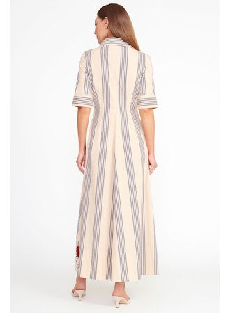 Staud Maxi Joan Dress - Marine Bayadere Stripe