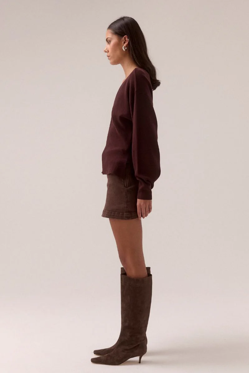 SovereStudio SENTIMENT KNIT CARDI - PLUM
