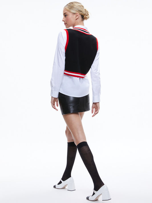 Alice & Olivia ORLY SWEATER VEST COMBINATION TOP