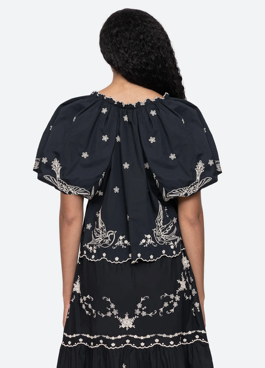 SEA Kingsley Embroidered Tie Top