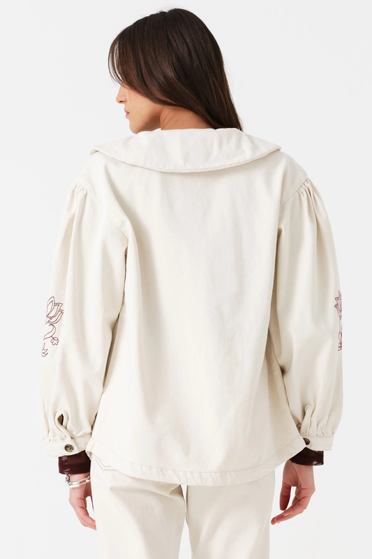 SEVENTY+MOCHI Neve Flower Embroidered Denim Jacket