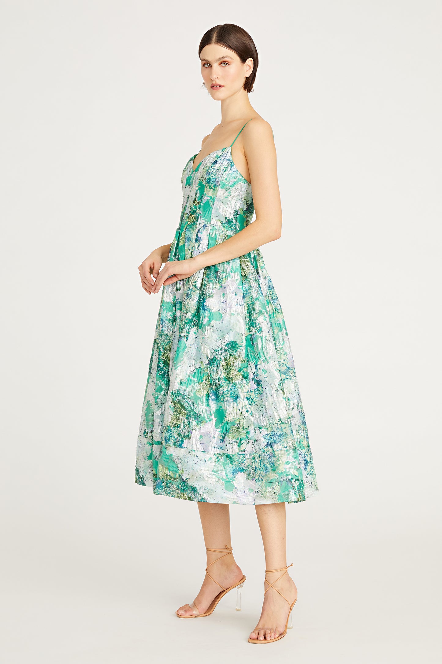 Monique Lhuillier Sage Jacquard Midi Dress