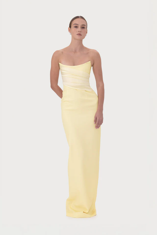 SAU LEE Louisa Gown - Pale Yellow